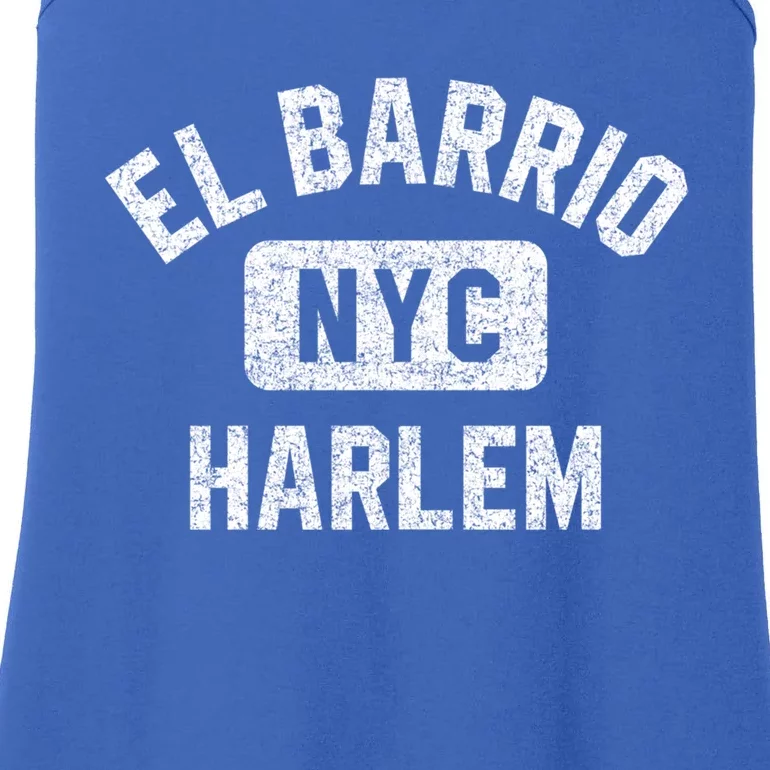 El Barrio Harlem Nyc Gym Style Distressed White Print Great Gift Ladies Essential Tank