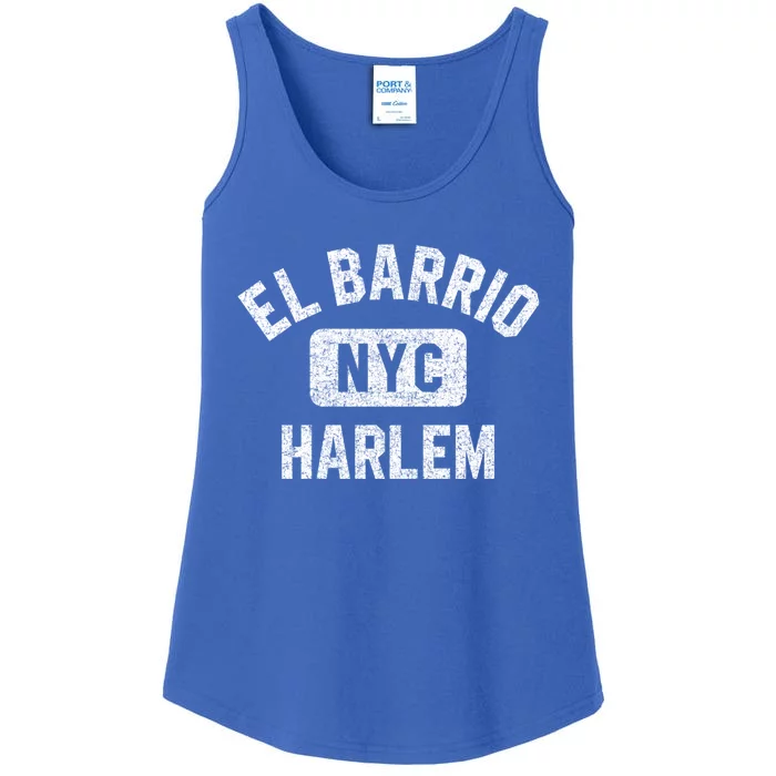 El Barrio Harlem Nyc Gym Style Distressed White Print Great Gift Ladies Essential Tank