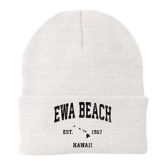 Ewa Beach Hawaii Hi Vintage Athletic Black Sports Knit Cap Winter Beanie