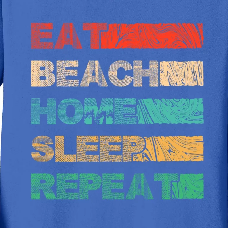 Eat Beach Home Sleep Tan Sunbathing Island Vacation Travel Gift Kids Long Sleeve Shirt