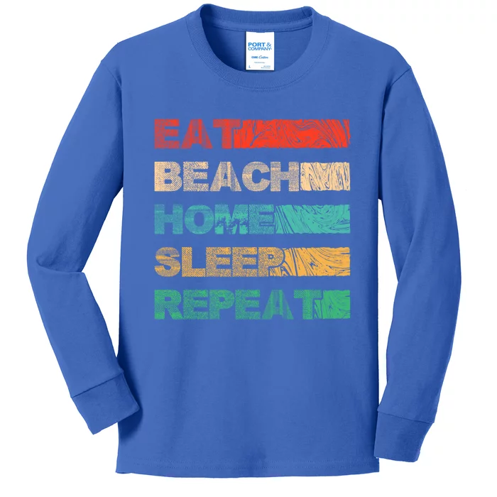 Eat Beach Home Sleep Tan Sunbathing Island Vacation Travel Gift Kids Long Sleeve Shirt