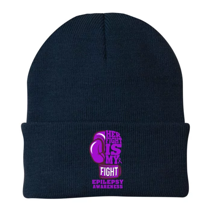 Epilepsy Boxing Her Fight Is My Fight Purple Ribbon Knit Cap Winter Beanie