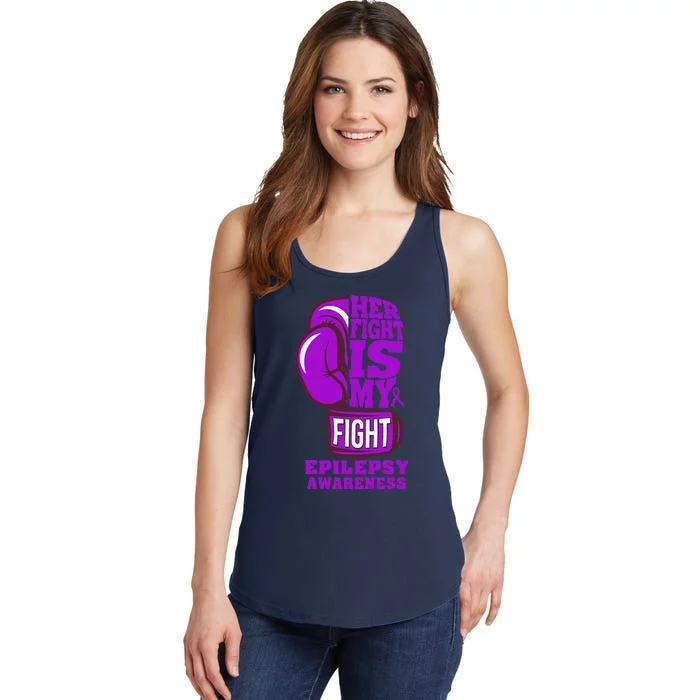 Epilepsy Boxing Her Fight Is My Fight Purple Ribbon Ladies Essential Tank