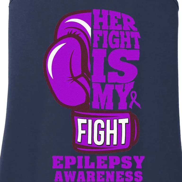 Epilepsy Boxing Her Fight Is My Fight Purple Ribbon Ladies Essential Tank