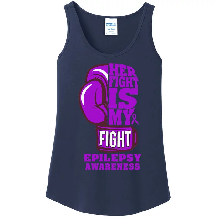 Epilepsy Boxing Her Fight Is My Fight Purple Ribbon Ladies Essential Tank