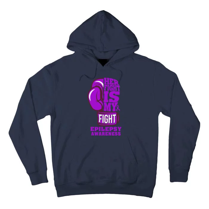 Epilepsy Boxing Her Fight Is My Fight Purple Ribbon Tall Hoodie