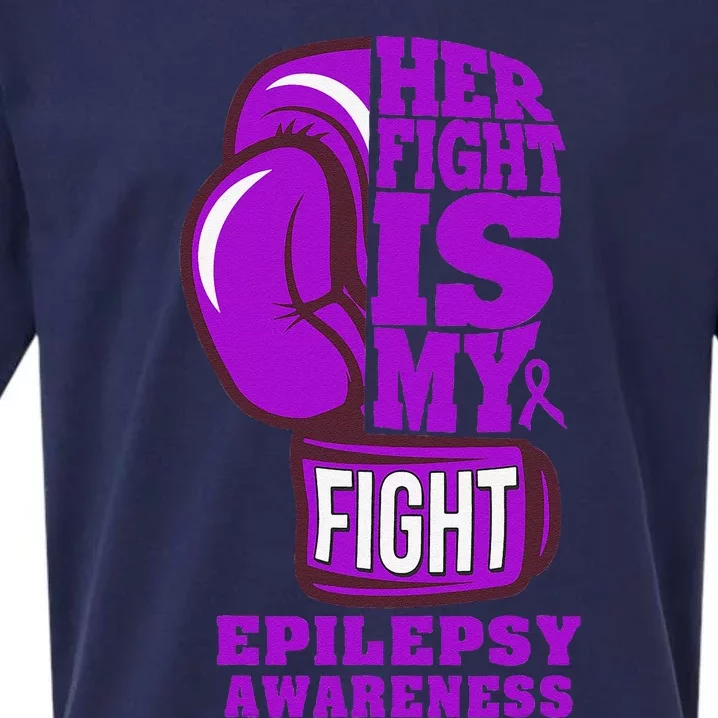 Epilepsy Boxing Her Fight Is My Fight Purple Ribbon Sueded Cloud Jersey T-Shirt