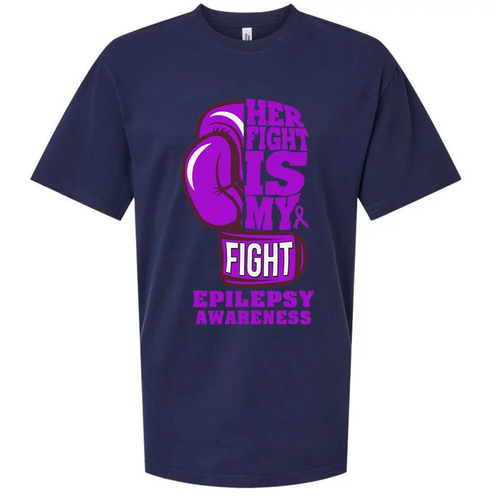 Epilepsy Boxing Her Fight Is My Fight Purple Ribbon Sueded Cloud Jersey T-Shirt