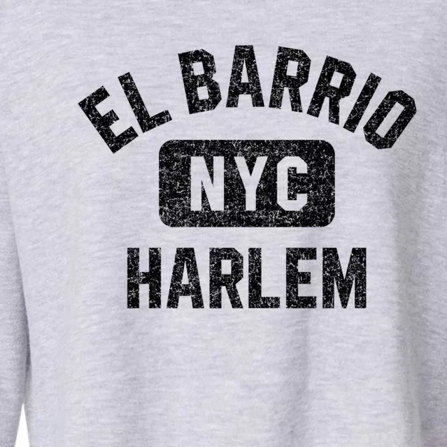 El Barrio Harlem Nyc Gym Style Distressed White Print Gift Cropped Pullover Crew