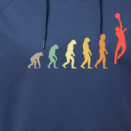 Evolution Basketball Human Evolution Basketball Player Silhouette Basketball Performance Fleece Hoodie