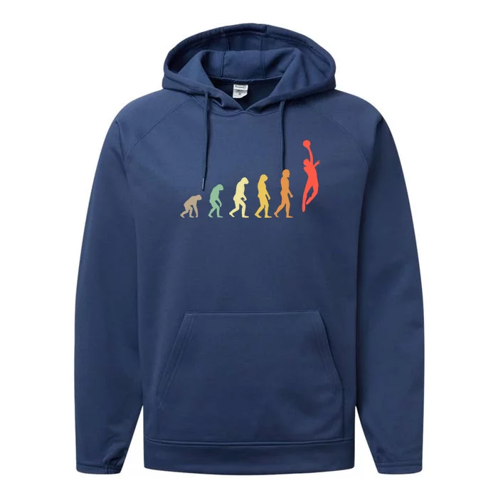 Evolution Basketball Human Evolution Basketball Player Silhouette Basketball Performance Fleece Hoodie