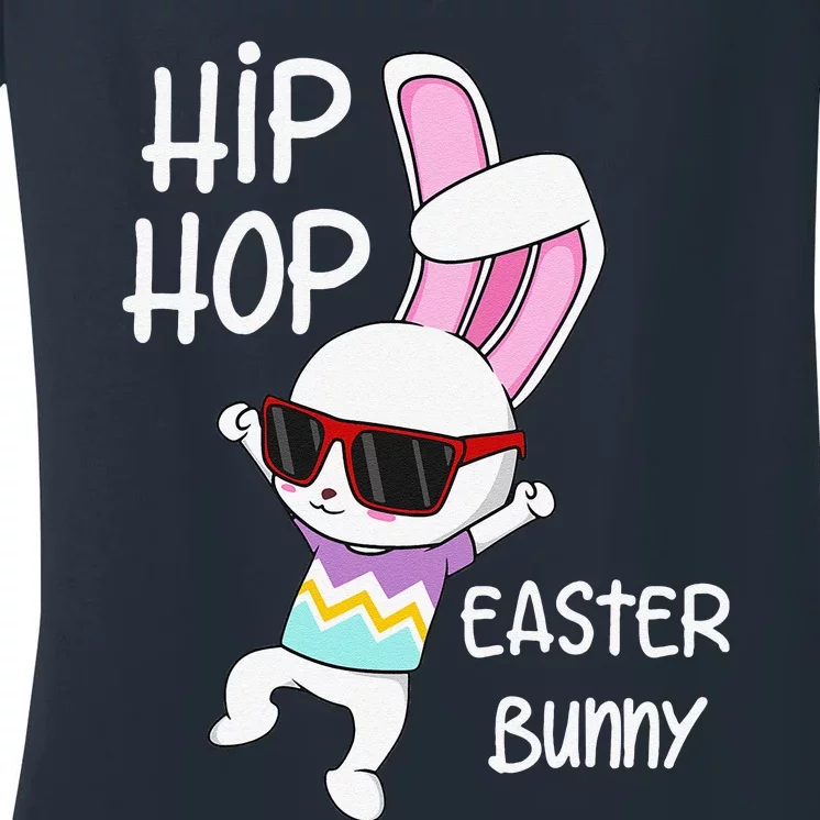 Easter Bunny Hip Hop Gift Funny Music Women's V-Neck T-Shirt