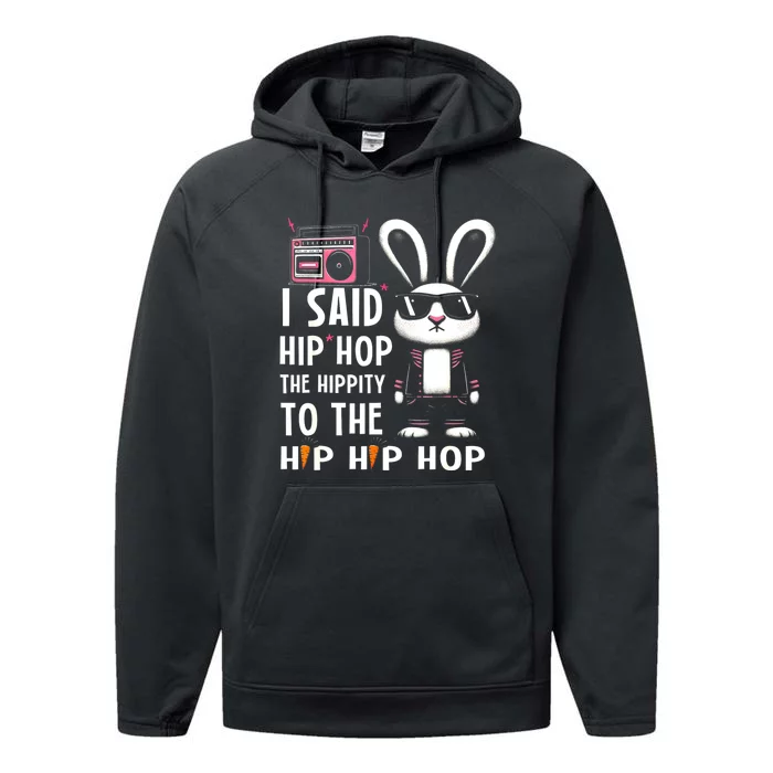 Easter Bunny Hip Hop Hippity Funny Women Performance Fleece Hoodie