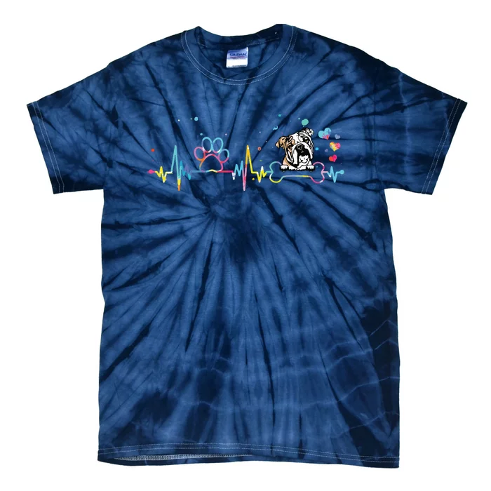 English Bulldog Heartbeat Funny Tie Dye Dog Lovers Tie-Dye T-Shirt