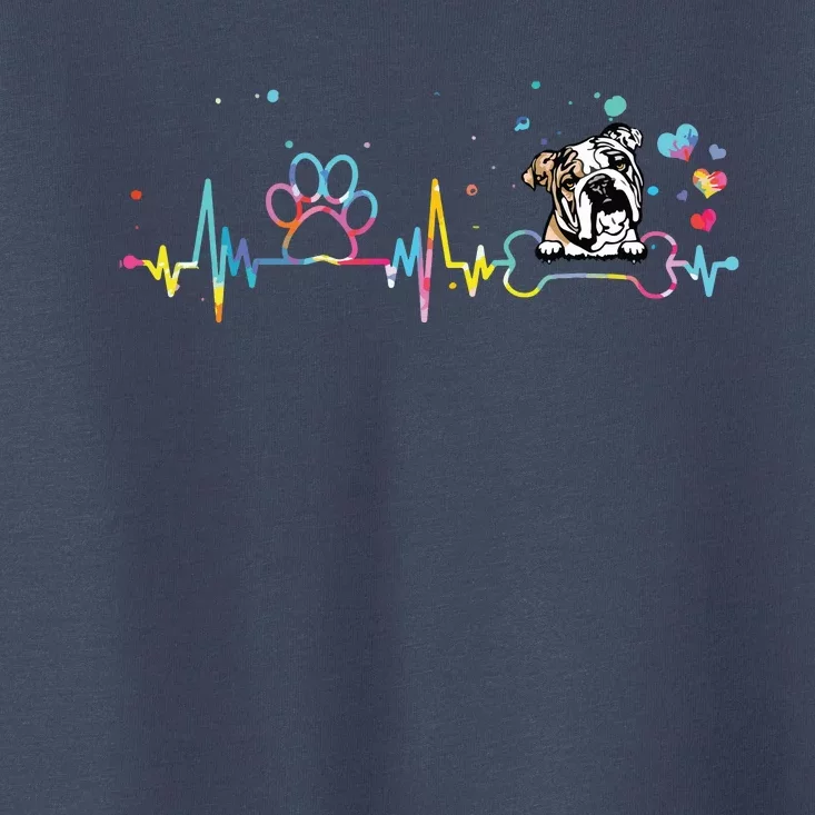 English Bulldog Heartbeat Funny Tie Dye Dog Lovers Toddler T-Shirt