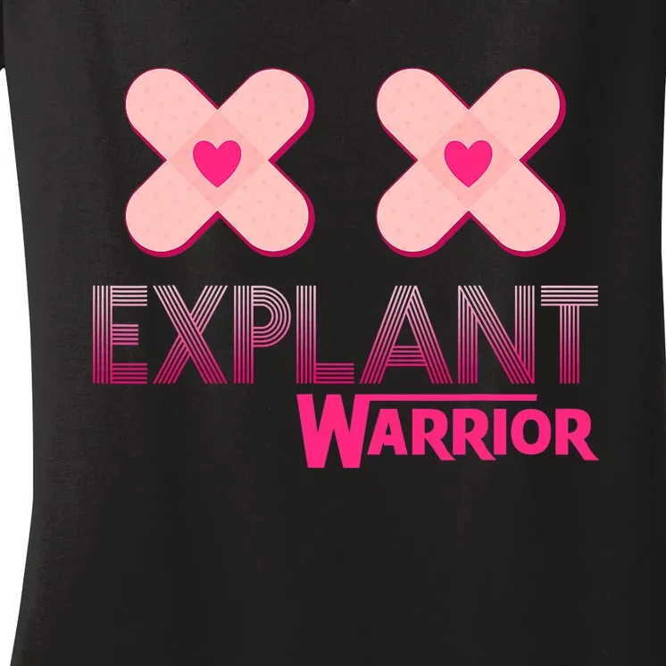 Explant Breast Implant Illness Cancer Awareness Warrior Women's V-Neck T-Shirt