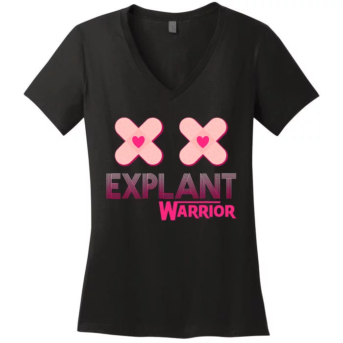 Explant Breast Implant Illness Cancer Awareness Warrior Women's V-Neck T-Shirt