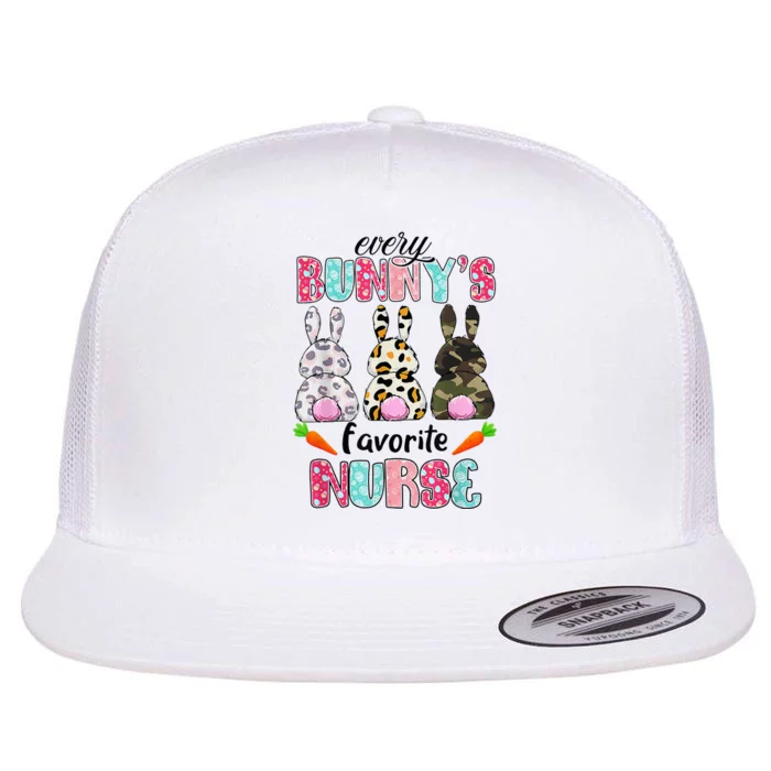 Every Bunnys Is Favorite Nurse Cute Bunnies Easter Flat Bill Trucker Hat