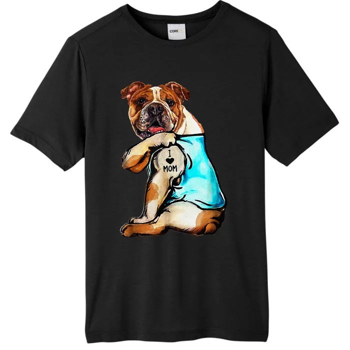 English Bulldog I Love Mom Tattoo Mothers Day Gift ChromaSoft Performance T-Shirt