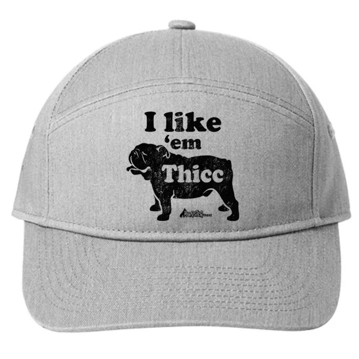 English Bulldog I Like Em Thicc Dog Silhouette 7-Panel Snapback Hat