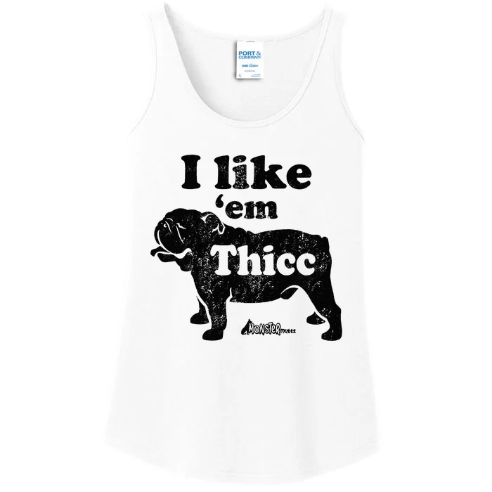 English Bulldog I Like Em Thicc Dog Silhouette Ladies Essential Tank