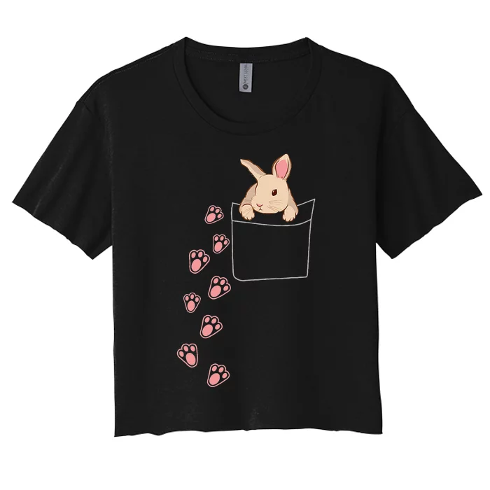 Easter Bunny In Your Pocket Graphic Rabbit On Your Women's Crop Top Tee