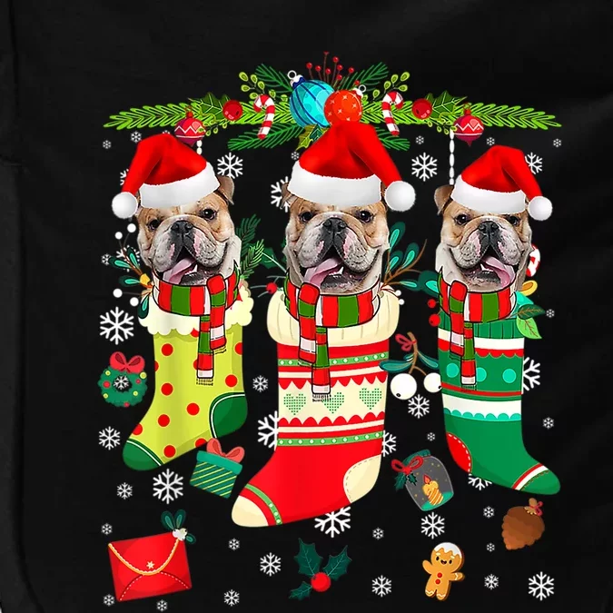 English Bulldogs In Christmas Socks Puppy Lovers Xmas Meaningful Gift Impact Tech Backpack