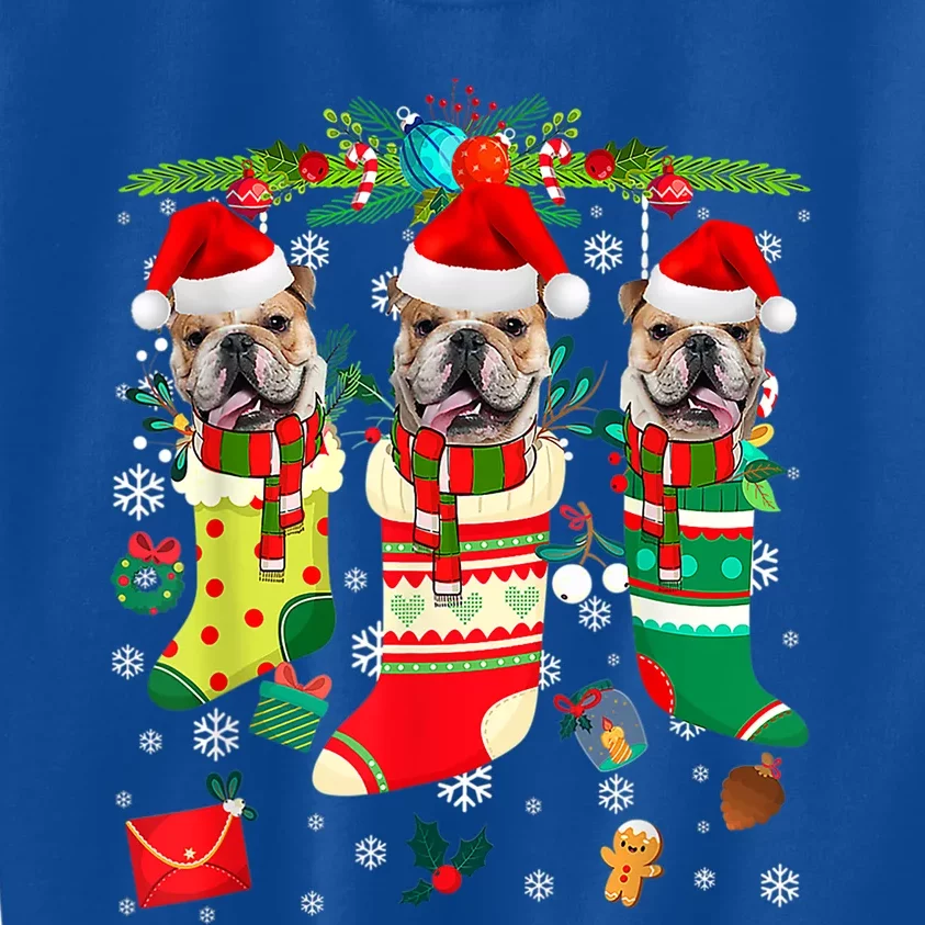 English Bulldogs In Christmas Socks Puppy Lovers Xmas Meaningful Gift Kids Sweatshirt