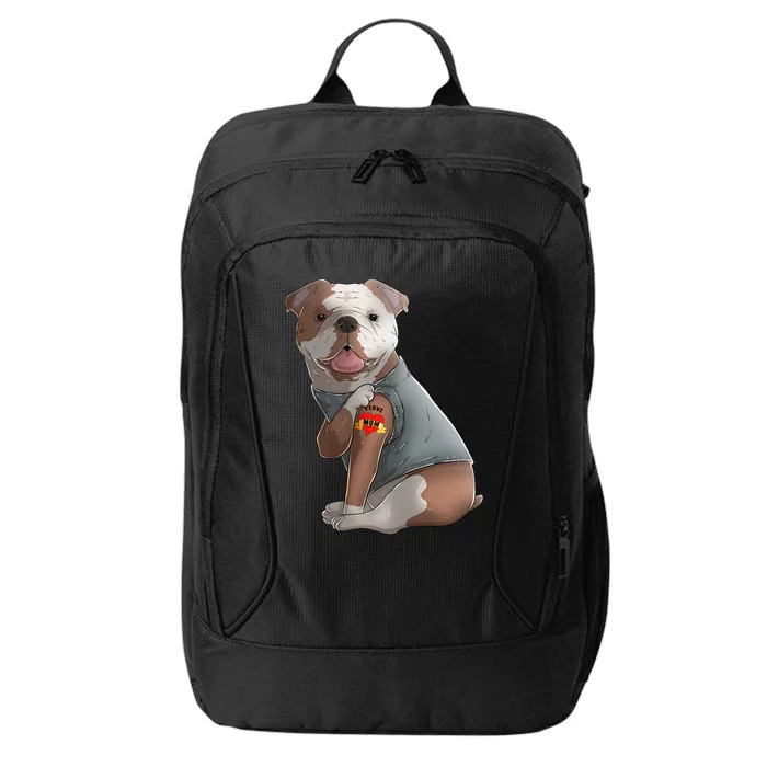 English Bulldog I Love Mom Tattoo Dog Mothers Day City Backpack