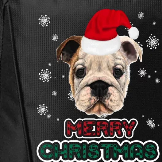 English Bulldog In Santa Hat Merry Christmas Funny Dog Xmas Gift City Backpack