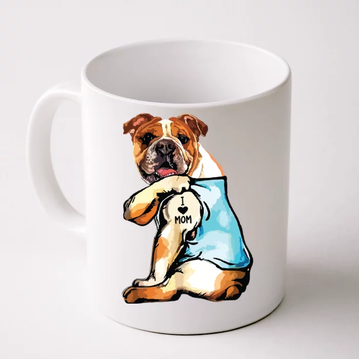 English Bulldog I Love Mom Tattoo Mothers Day Gift Front & Back Coffee Mug