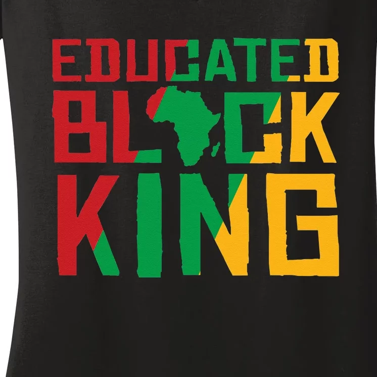 Educated Black King Women's V-Neck T-Shirt