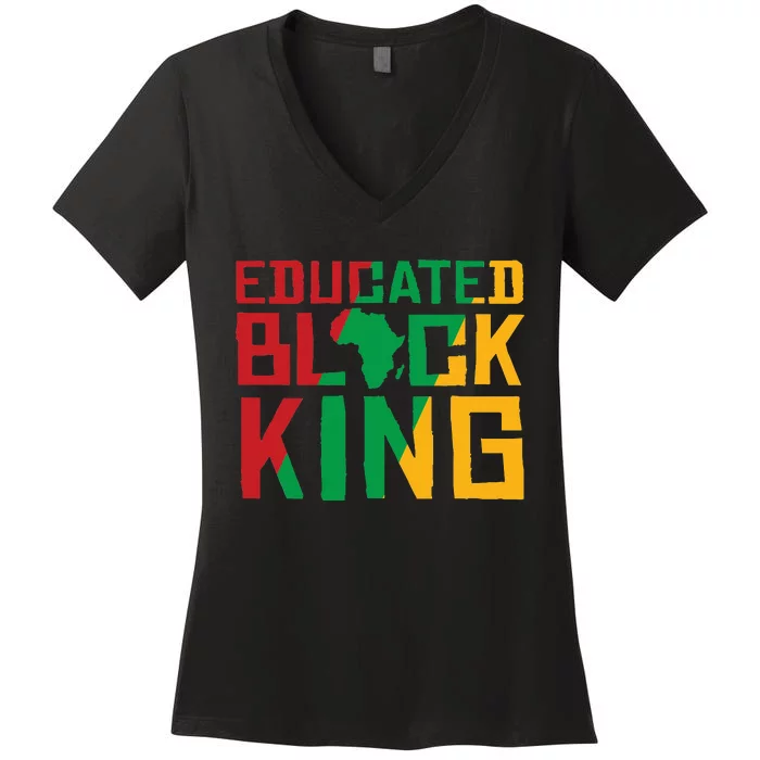 Educated Black King Women's V-Neck T-Shirt