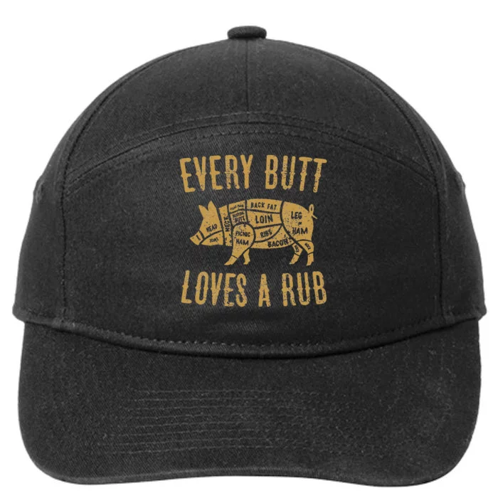 Every Butt Loves A Good Rub Funny Pig Pork Bbq 7-Panel Snapback Hat