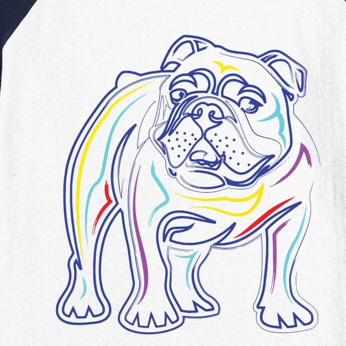 English Bulldog Lovers Line Drawing Artsy Bulldog Baseball Sleeve Shirt