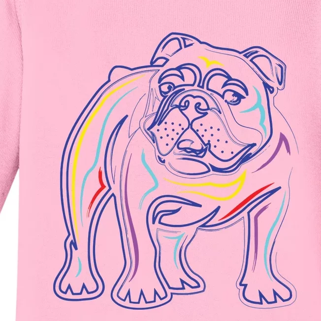 English Bulldog Lovers Line Drawing Artsy Bulldog Baby Long Sleeve Bodysuit