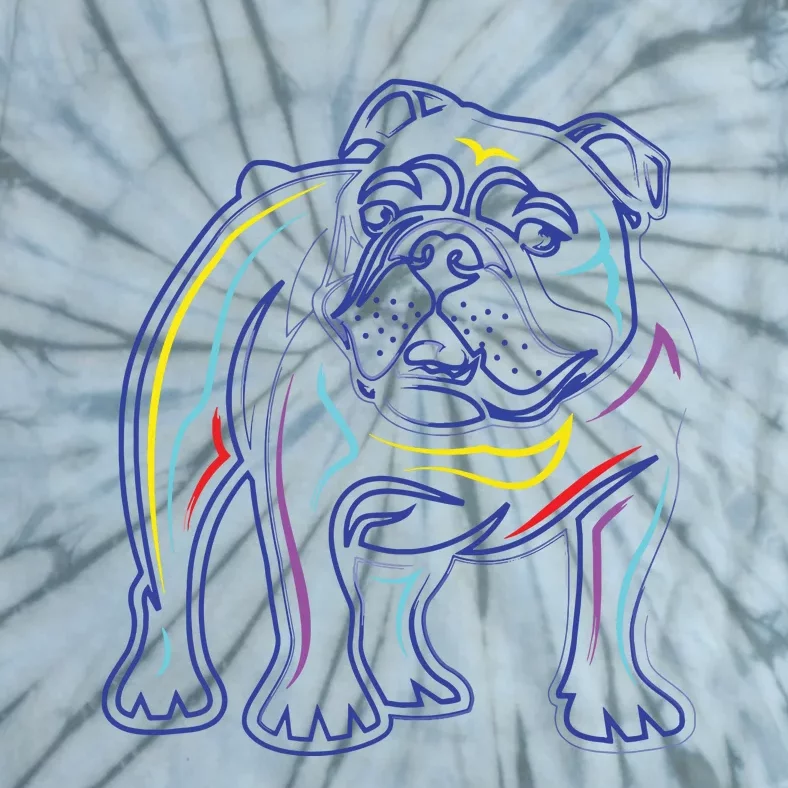 English Bulldog Lovers Line Drawing Artsy Bulldog Tie-Dye T-Shirt