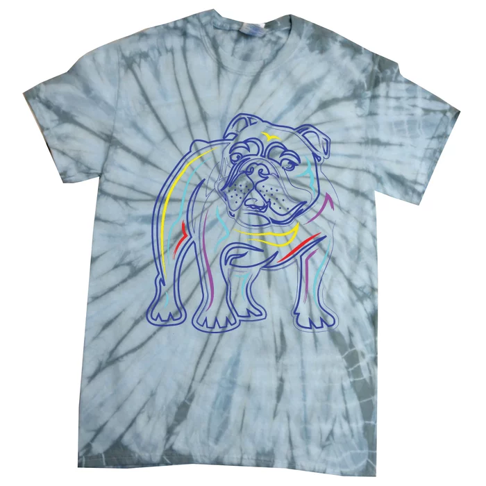 English Bulldog Lovers Line Drawing Artsy Bulldog Tie-Dye T-Shirt