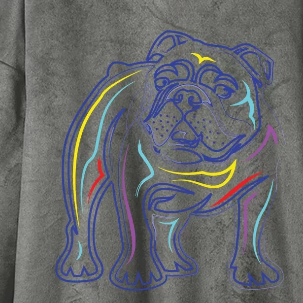 English Bulldog Lovers Line Drawing Artsy Bulldog Hooded Wearable Blanket