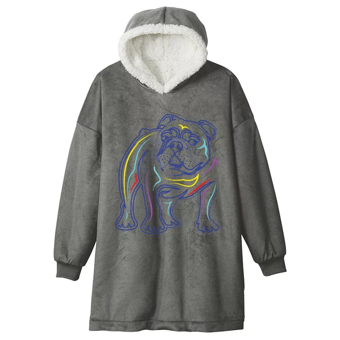 English Bulldog Lovers Line Drawing Artsy Bulldog Hooded Wearable Blanket