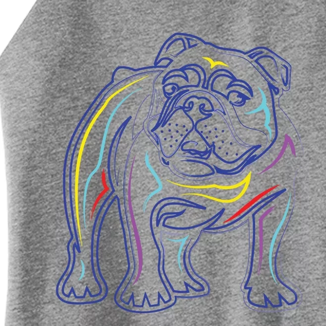 English Bulldog Lovers Line Drawing Artsy Bulldog Women’s Perfect Tri Rocker Tank