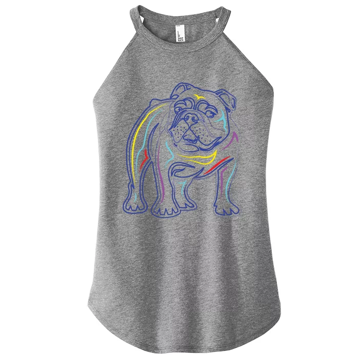 English Bulldog Lovers Line Drawing Artsy Bulldog Women’s Perfect Tri Rocker Tank