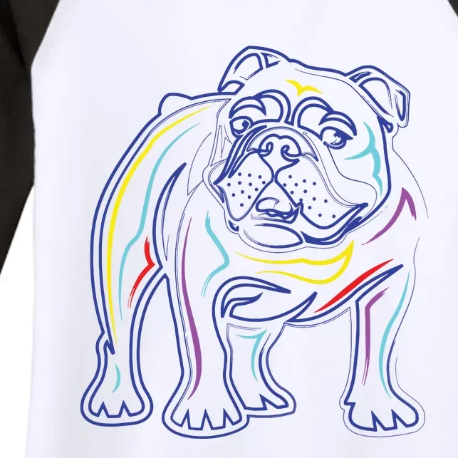 English Bulldog Lovers Line Drawing Artsy Bulldog Women's Tri-Blend 3/4-Sleeve Raglan Shirt