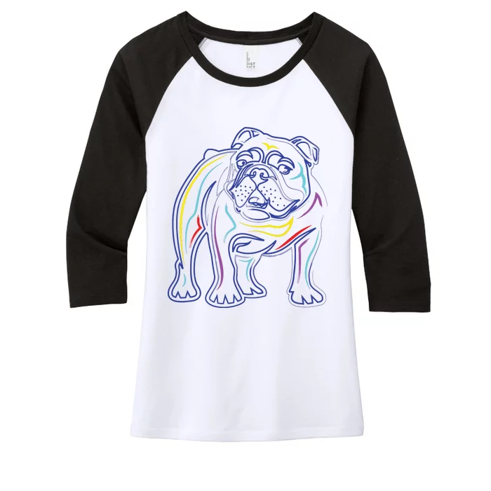 English Bulldog Lovers Line Drawing Artsy Bulldog Women's Tri-Blend 3/4-Sleeve Raglan Shirt