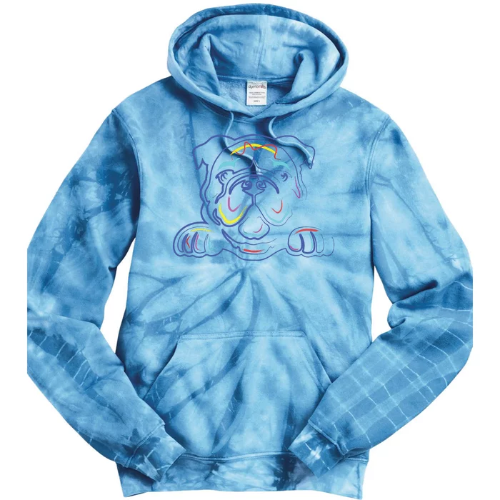 English Bulldog Lovers Line Drawing Artsy Bulldog Tie Dye Hoodie