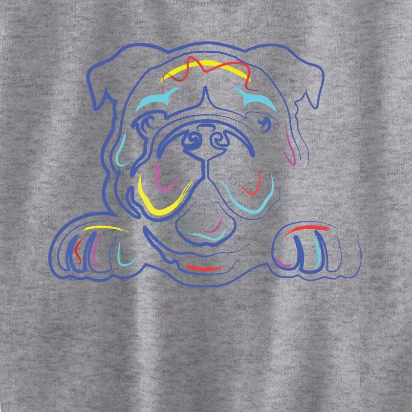 English Bulldog Lovers Line Drawing Artsy Bulldog Kids Sweatshirt