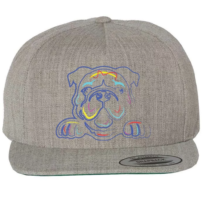 English Bulldog Lovers Line Drawing Artsy Bulldog Wool Snapback Cap