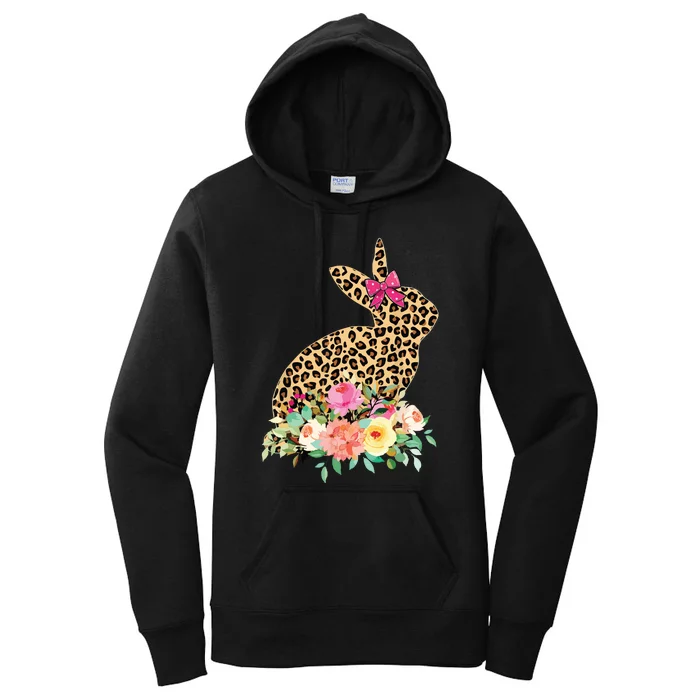 Easter Bunny Leopard Print Women Happy Easter Day Women's Pullover Hoodie