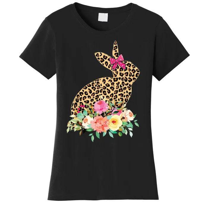 Easter Bunny Leopard Print Women Happy Easter Day Women's T-Shirt