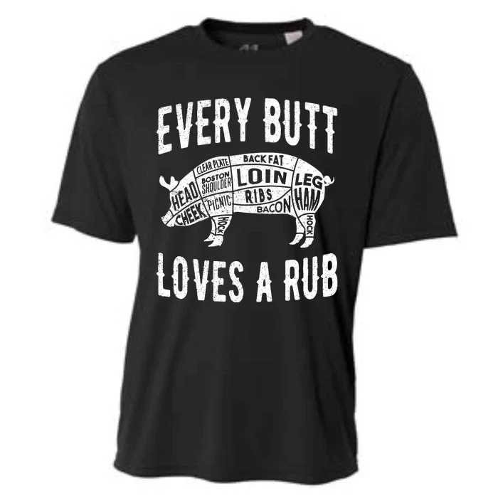 Every Butt Loves A Rub Funny BBQ Meat Smoker Barbecue Cooling Performance Crew T-Shirt